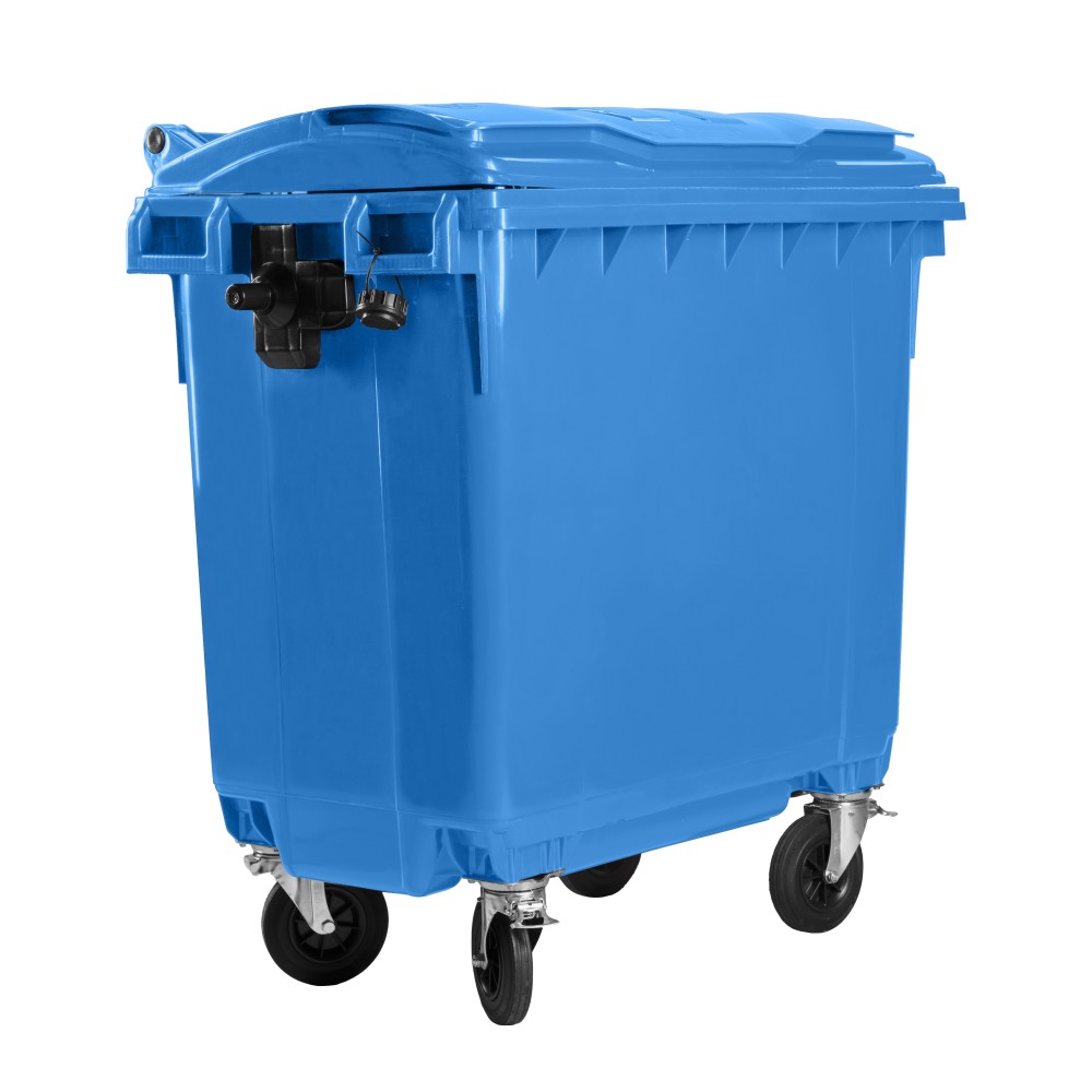 Bauer Müllcontainer 660 l Blau mit Flachdeckel