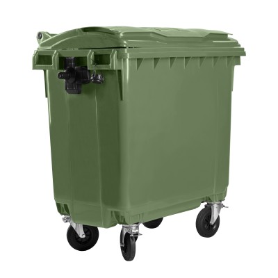 Bauer Müllcontainer 660 l Grün mit Flachdeckel