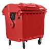 Bauer Müllcontainer 1100 l Rot mit Runddeckel, Deckel im Deckel
