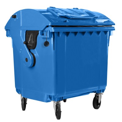 Bauer Müllcontainer 1100 l Blau mit Runddeckel, Deckel im Deckel