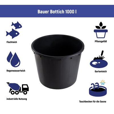 Bauer Bottich 1 000 l Schwarz - 02