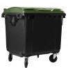 Bauer Müllcontainer 1100 l Schwarz mit grünem Flachdeckel