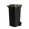Bauer schwarze Mülltonne 120 l mit grünem Deckel