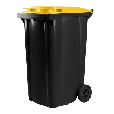 Bauer schwarze Mülltonne 240 l mit gelbem Deckel