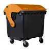 Bauer Müllcontainer 1100 l Schwarz mit orangenem Runddeckel