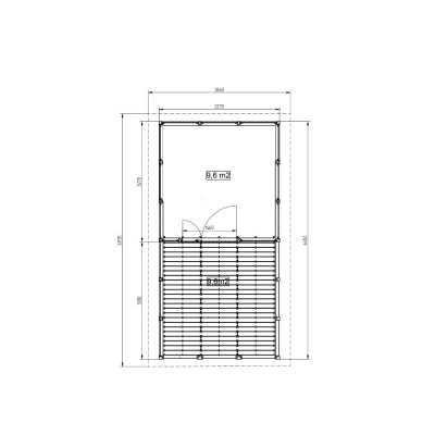 Gartenhaus Hannah C Plus - 9,6 m2 + Terrasse 9,6 m2 1
